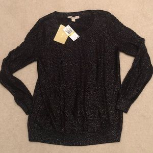 Michael Michael Kors Long Sleeve Black Sliver Sparkle Sweater